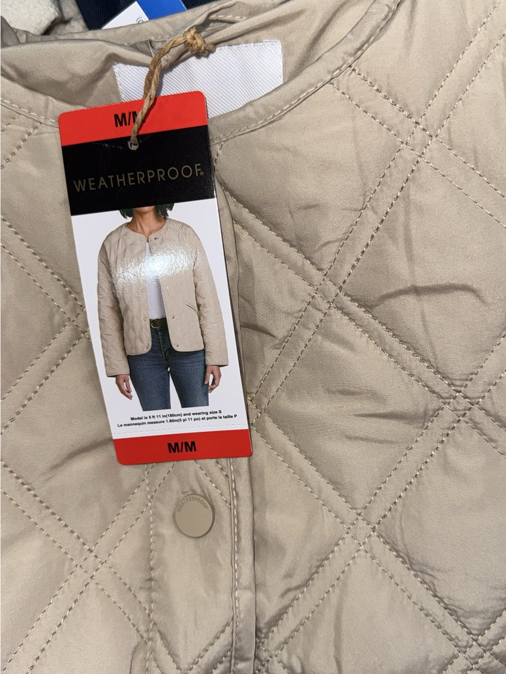 Weatherproof Quilted Puffer Jacket in Light Beige